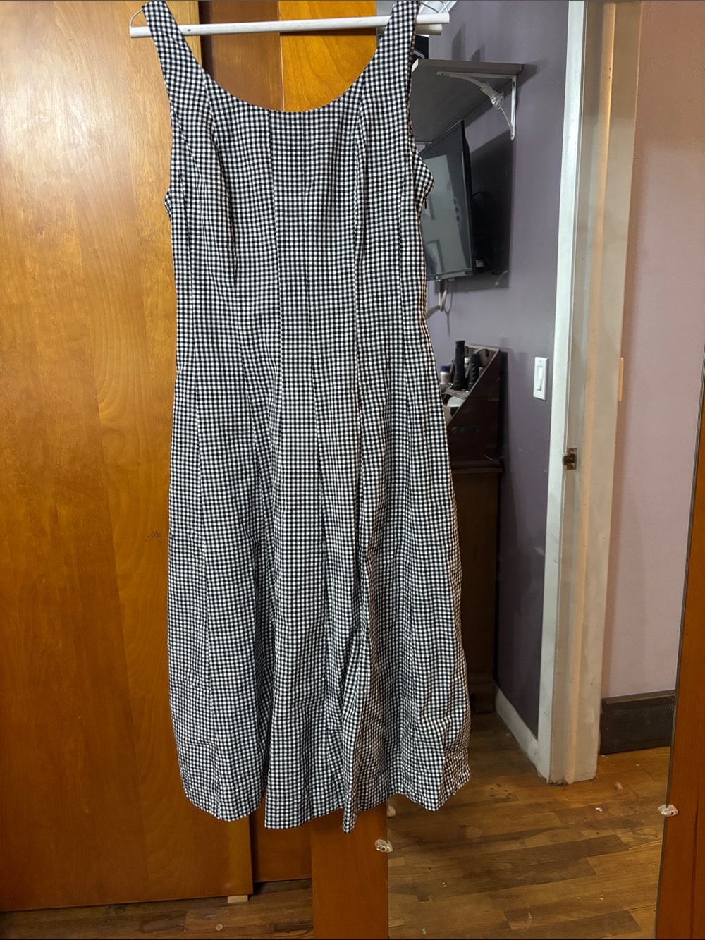 a new day Black and White Gingham Midi Dress